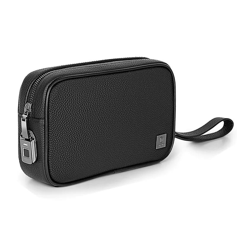 Bolsa de couro genuíno WIWU Master com impressão digital, preta